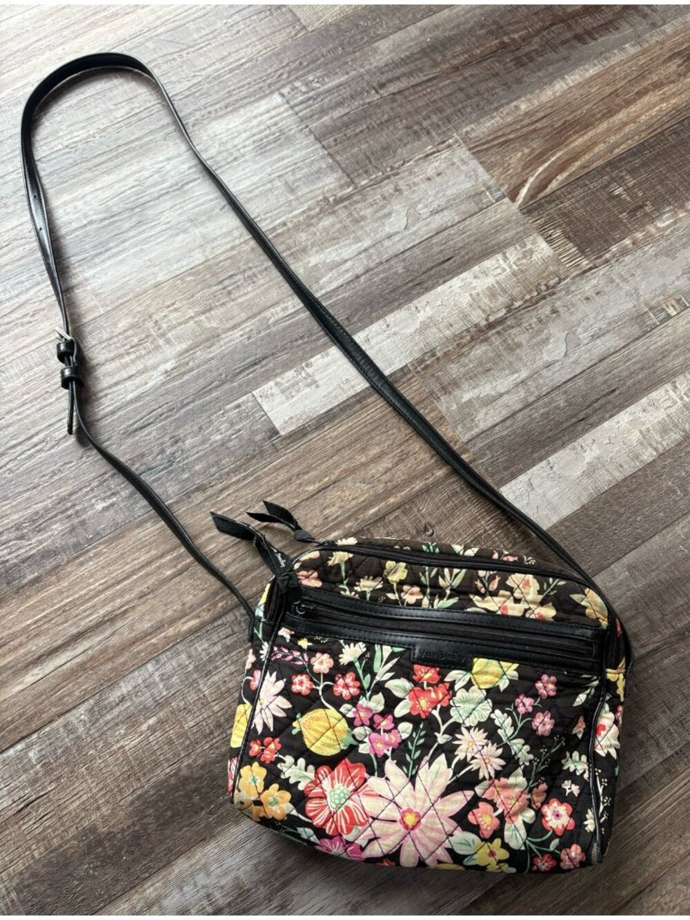 VERA BRADLEY Hipster Crossbody Purse - Tangerine Twist Black Floral Retired